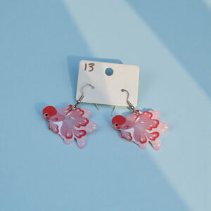 Goldfish Drop Earrings Pink Red NWOT